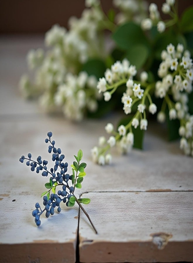 Cauaoa Artificial Blueberry Stems with Berries, Blue Christmas Fruit Decor, DIY Floral Arrangement, Artificial Plants Flowers - Image 5