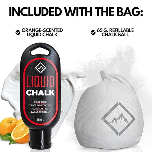 SURVIVOR Chalk Bag + Chalk Ball + Liquid Grip - Iconic Topographical Map, Draw String Closure, 2 Zippered Pockets, & Brush Holder - Bag for Rock Climbing, Bouldering, Weightlifting, Gymnastics & More - Image 2