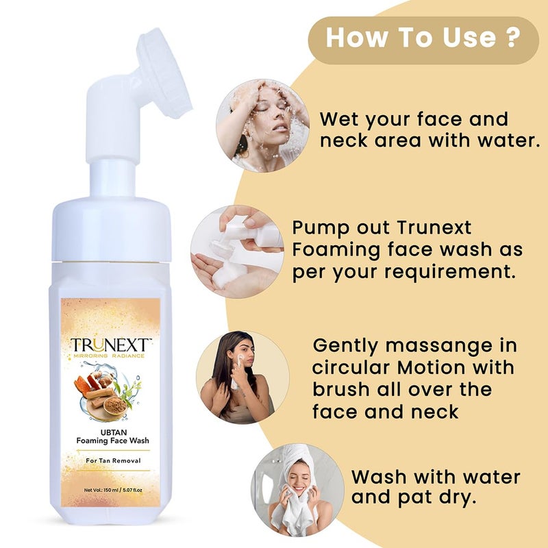 TRUNEXT Ubtan Foaming Face Wash For Oily Skin Women Skin Care Women & Men | Clean & Glowing Brighten Skin Tone I Oil Free Look Remove All Skin Face Wash 300 ml (Pack Of 2) - Image 2