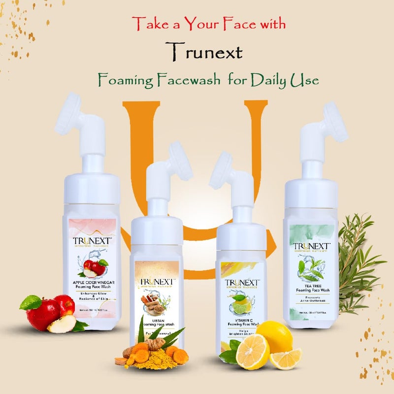 TRUNEXT Ubtan Foaming Face Wash For Oily Skin Women Skin Care Women & Men | Clean & Glowing Brighten Skin Tone I Oil Free Look Remove All Skin Face Wash 300 ml (Pack Of 2) - Image 5