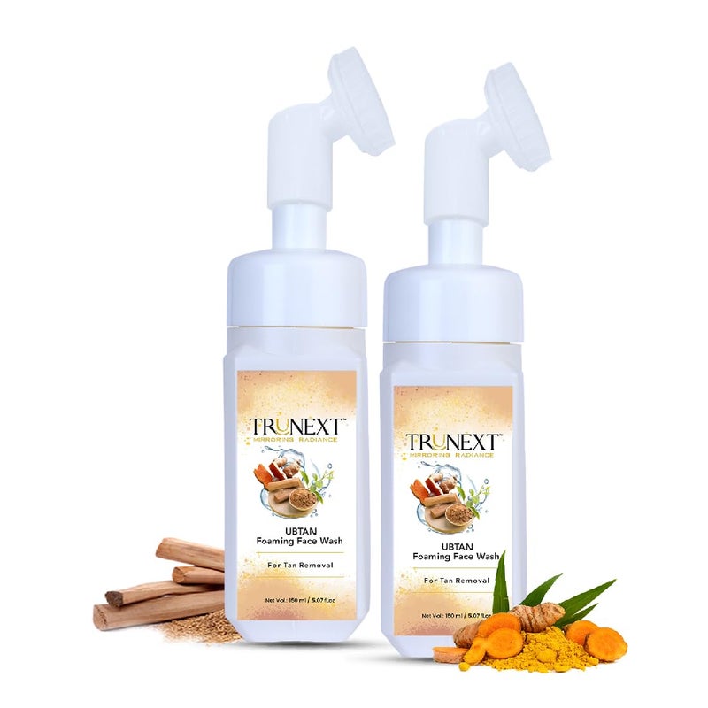 TRUNEXT Ubtan Foaming Face Wash For Oily Skin Women Skin Care Women & Men | Clean & Glowing Brighten Skin Tone I Oil Free Look Remove All Skin Face Wash 300 ml (Pack Of 2) - Image 1