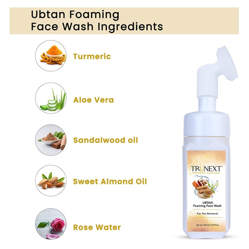 TRUNEXT Ubtan Foaming Face Wash For Oily Skin Women Skin Care Women & Men | Clean & Glowing Brighten Skin Tone I Oil Free Look Remove All Skin Face Wash 300 ml (Pack Of 2) - Image 4