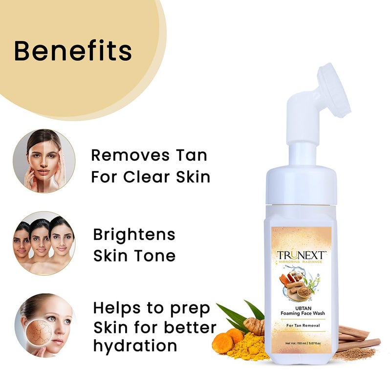 TRUNEXT Ubtan Foaming Face Wash For Oily Skin Women Skin Care Women & Men | Clean & Glowing Brighten Skin Tone I Oil Free Look Remove All Skin Face Wash 300 ml (Pack Of 2) - Image 3