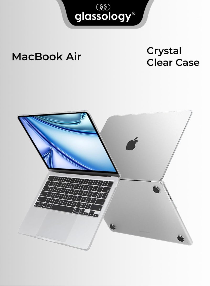 glassology MacBook Air 13.6 2025 Crystal Clear Case Ultra Thin Hard Shell Cover with Tempered Glass Screen Protector Scratch-Resistant Transparent Protection Lightweight Snap On Design - Image 1