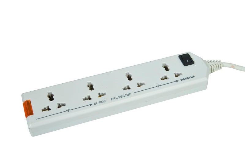 Havells 4 Way Extension Board With Surge & Spike Protection|For Power Requirements Up To 1440W |1.5 Mtr ISI Certified Copper Wire| LED Indicator | Rating -6A, 240V | Home & Office Use, 10 Volts - Image 1