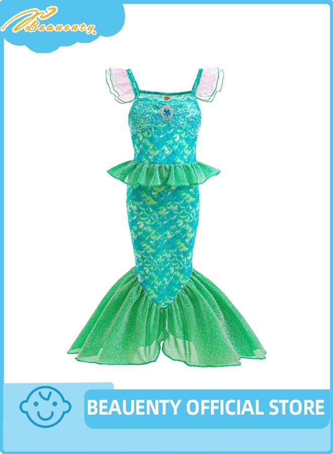 Beauenty Mermaid Dress for Girls - Little Mermaid Costume for Girls with Matching - Image 5