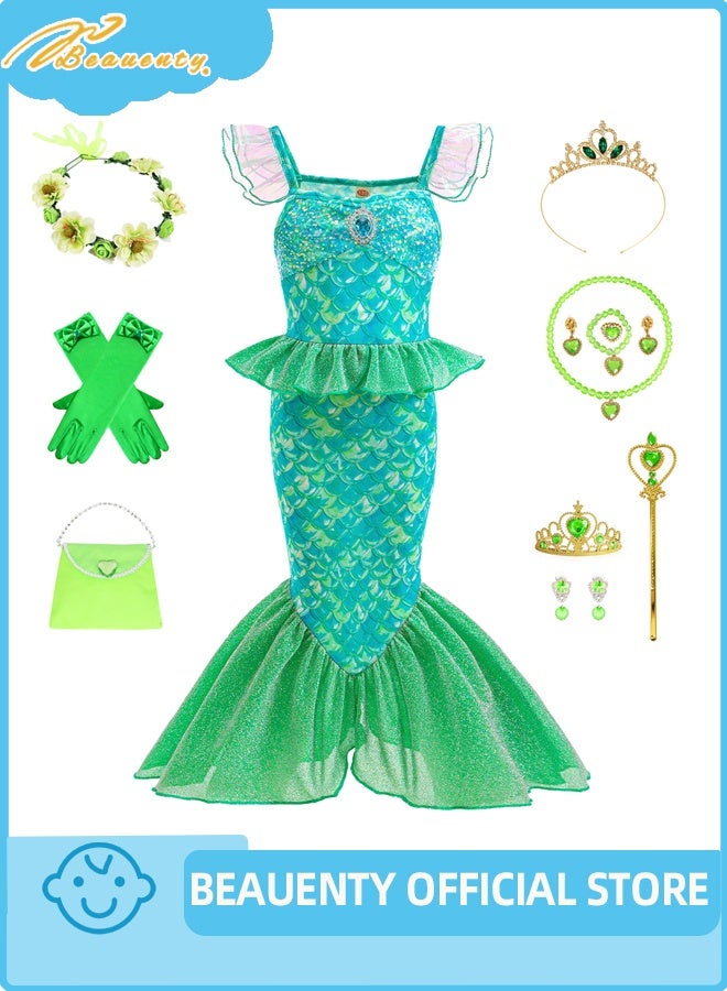 Beauenty Mermaid Dress for Girls - Little Mermaid Costume for Girls with Matching - Image 1