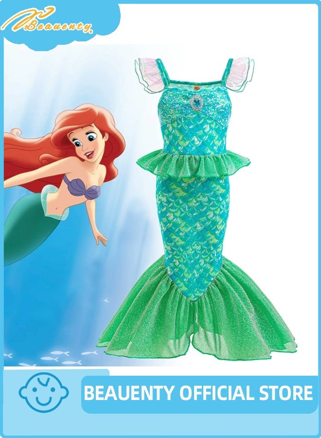 Beauenty Mermaid Dress for Girls - Little Mermaid Costume for Girls with Matching - Image 3