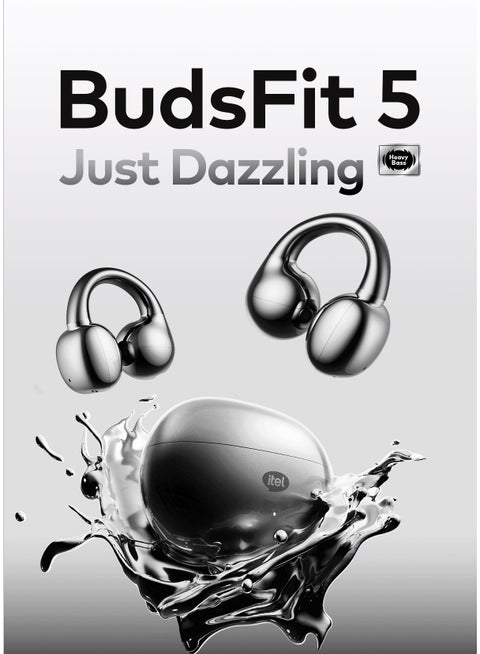 Open-Ear Listening,Wireless Earphones, BudsFit 5  Earbuds, Bluetooth 5.4 ,IP54 Waterproof, Long Battery Life, iOS And Android - Space Gray