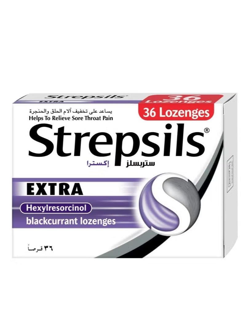 Strepsils Extra Blackcurrant Lozenges 36 Pcs - Image 1