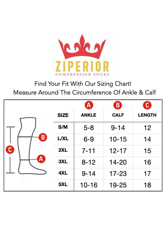 Ziperior Open Toe Inside Leg Calf Zipper 30-40 mmHg Grade 3 Compression Socks (Black, 3X-Large) - Image 5