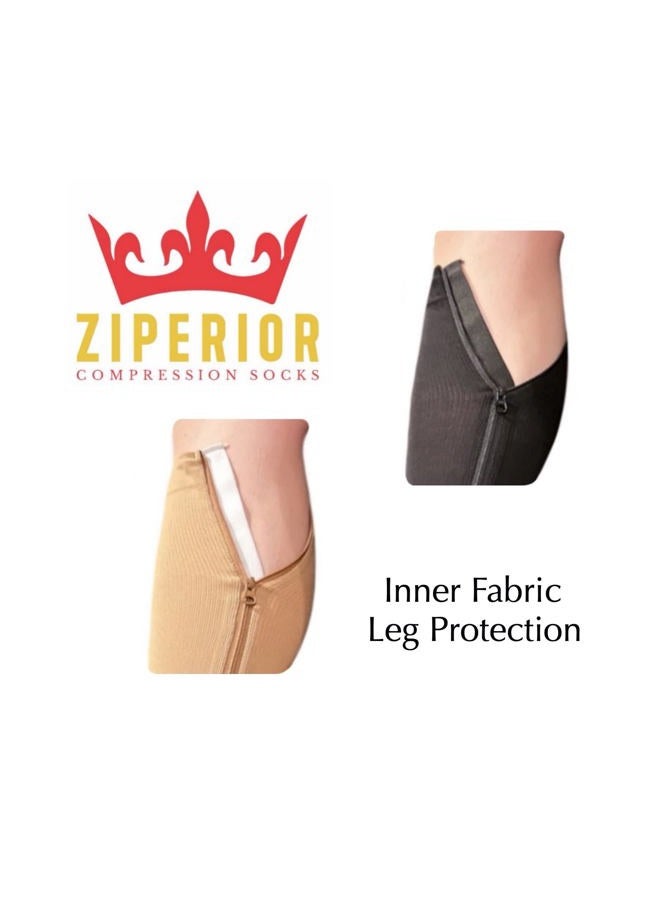 Ziperior Open Toe Inside Leg Calf Zipper 30-40 mmHg Grade 3 Compression Socks (Black, 3X-Large) - Image 4