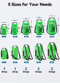 Heeta Waterproof Dry Bag For Women Men, Roll Top Lightweight Dry Storage Bag Backpack With Phone Case For Travel, Swimming, Boating, Kayaking, Camping And Beach, Transparent Green 30L  - Image 5