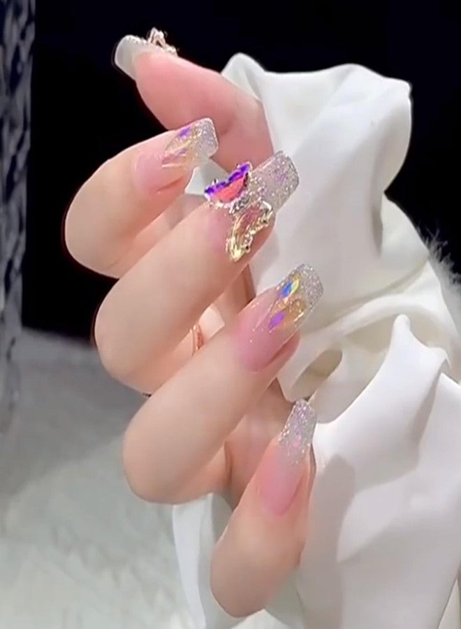 Vezocim فن الأظافر بفراشات من الكريستال، تصميمات جواهر الماس اللامعة، إكسسوارات صنع المجوهرات للأظافر للنساء والفتيات، زينة مانكير، إكسسوارات فراشات افعلها بنفسك - Image 3