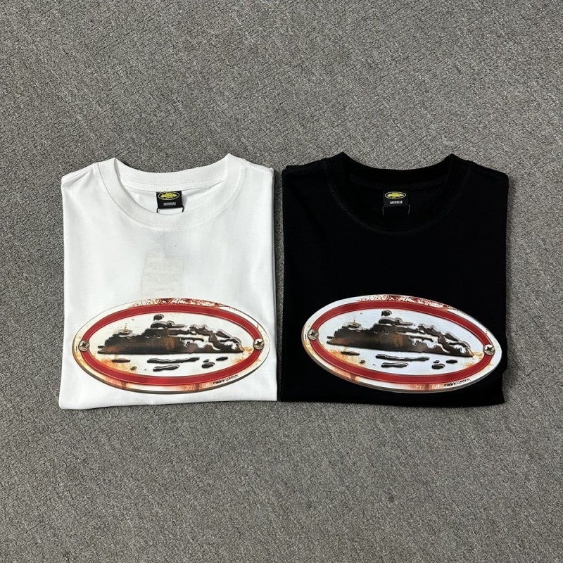 Devil Letter Logo Printed Short-Sleeved Fog High Street Trendy Brand Couple Loose T-Shirt - Image 3