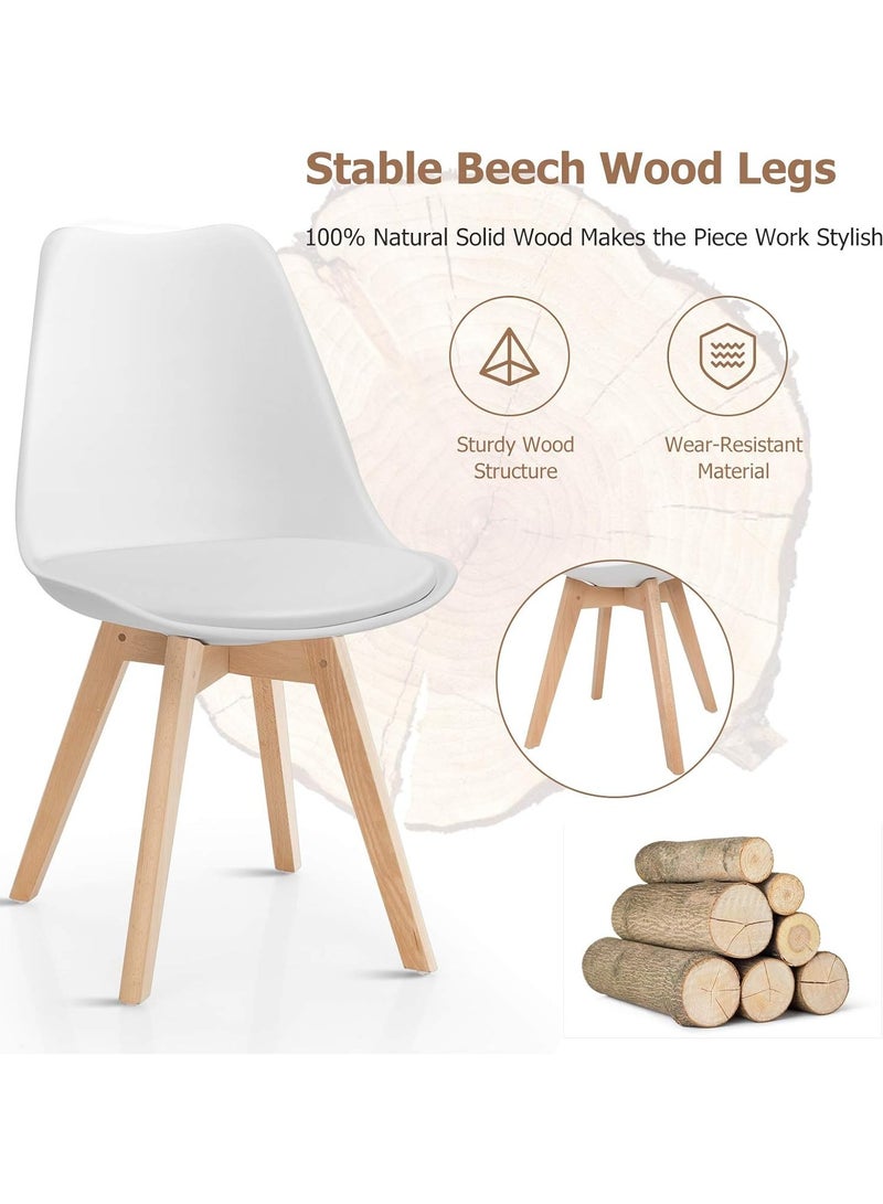 AL WADI FURNITURE AWF AL WADI FURNITURE Mid Century 3-Piece Dining Set, 2 Tulip Chairs with Round Dining Table Wooden Legs, Beige and White - Image 3