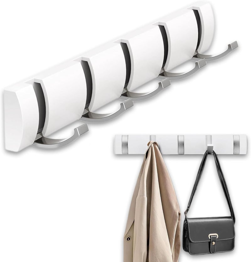 AONAT Wall Hanger Hooks, Wall Mounted Self-Adhesive Modern Wall Hooks, Hanger Hook Wall Coat Rack with 5 Hooks, Folding Metal Wall Hooks for Hanging Towel Clothes Keys Hats - Image 1