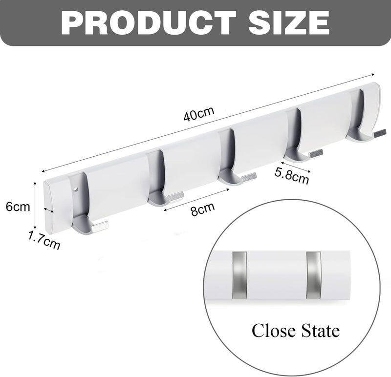 AONAT Wall Hanger Hooks, Wall Mounted Self-Adhesive Modern Wall Hooks, Hanger Hook Wall Coat Rack with 5 Hooks, Folding Metal Wall Hooks for Hanging Towel Clothes Keys Hats - Image 2