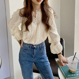 French shirt early autumn fashion beautiful lace shirt long sleeve Beige White - pzsku/Z13F74199CCA6FB4CE97AZ/45/1746221998/5017713a-f04e-4b0a-911a-a5b20743c350