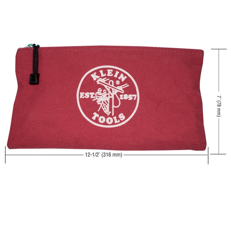 Klein Tools Klein Tools 5141 Zipper Tool Bag, Canvas Zipper Bag, Tool Pouch, Tool Bag, Utility Bag, Bank Deposit Bag, 12.5 x 7-Inch, Brown/Black/Gray/Red 4-Pack  - Image 3