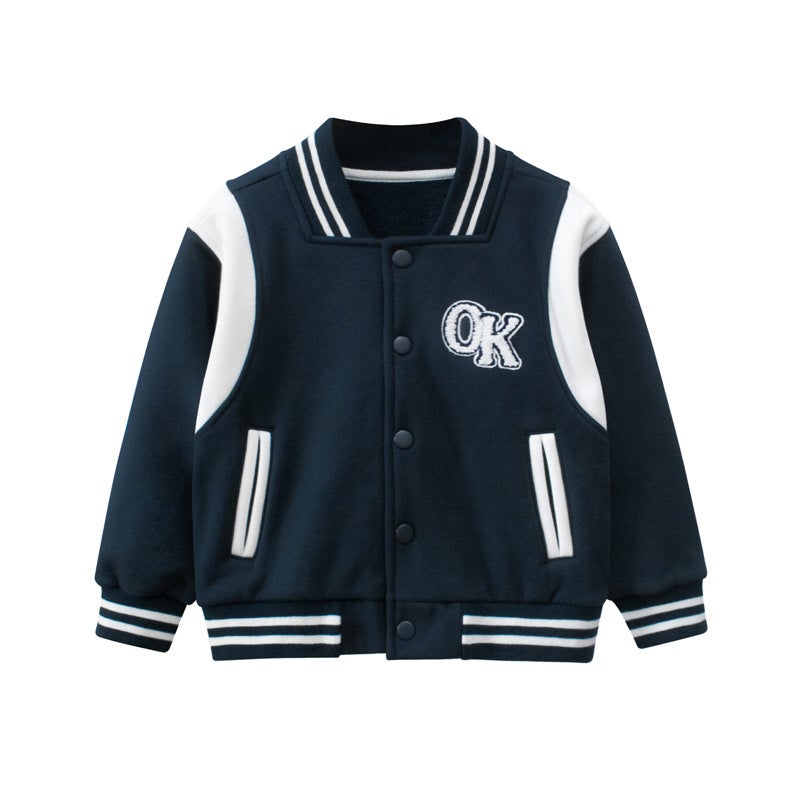 27kids brand childrens clothing autumn and winter mens clothing baseball uniform childrens coat autumn baby clothes a generation of hair 2217 Noble Blue 