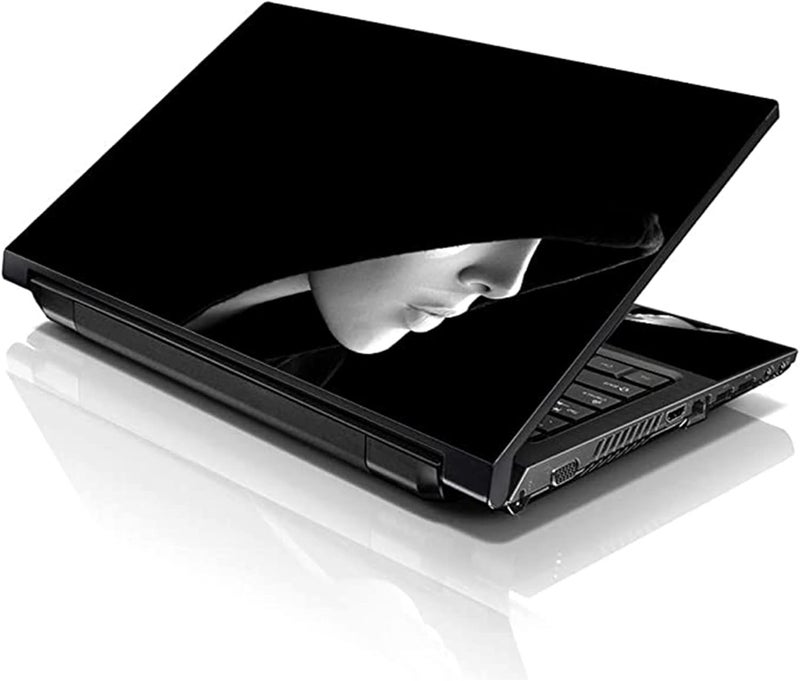 LSS 15 15.6 inch Laptop Notebook Skin Sticker Cover Art Decal Compatible with 13.3" 14" 15.6" 16" HP, Dell, Lenovo, Apple, Asus, Acer (Free 2 Wrist Pad Included) - Hooded Girl - Image 1