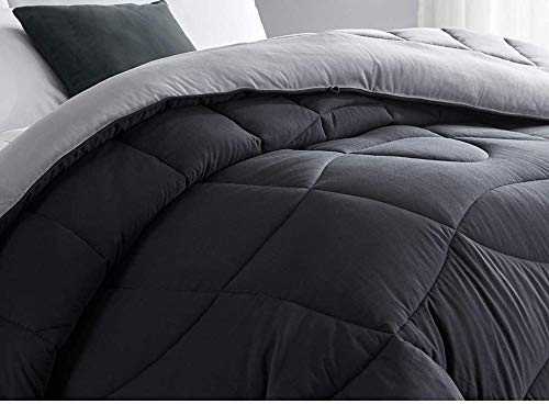 Homespun Soft Microfibre Comforter Blanket Lightweight Reversible Quilt Duvet All Weather, Double Bed, Light Grey and Dark Grey Color - Image 2