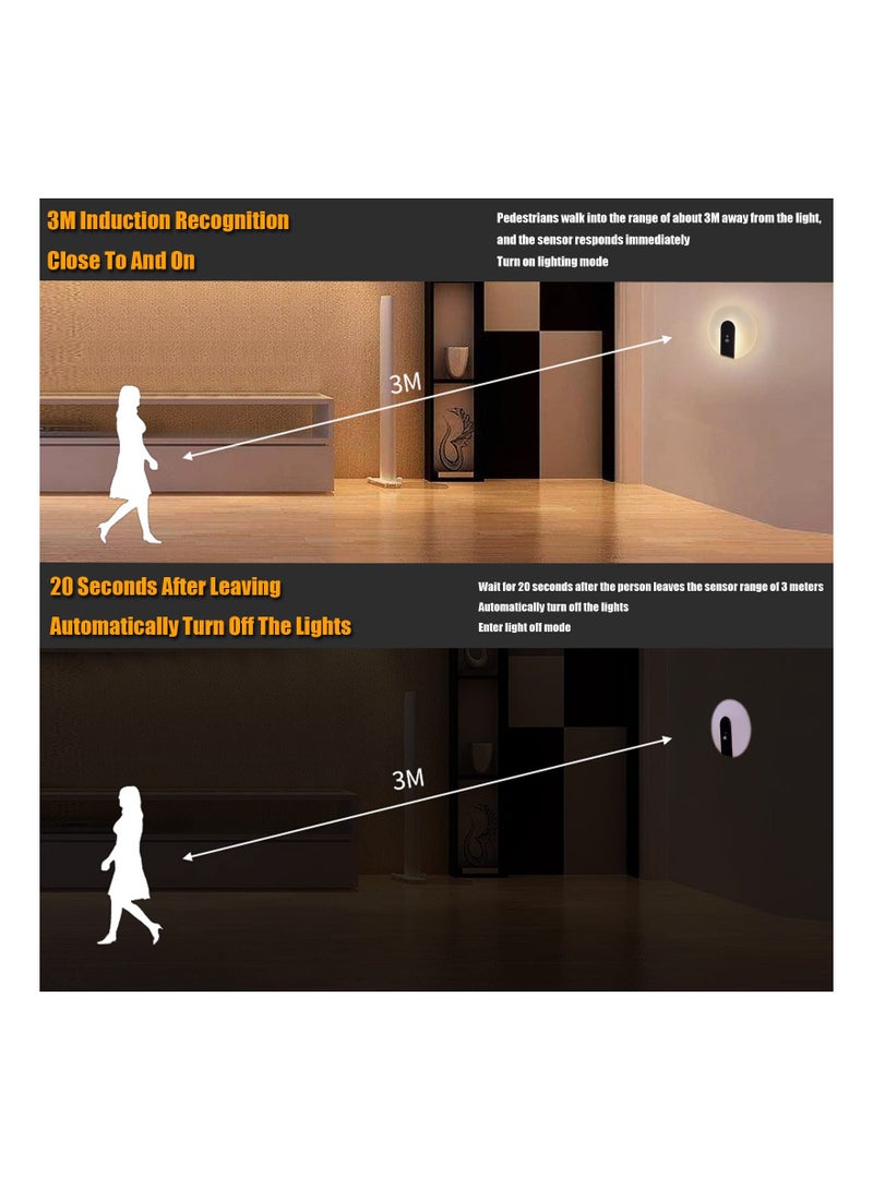 SYOSI 2Pcs Wall Lights with Motion Sensor, Portable Wall Lamp, USB Rechargeable Wall Sconce, Induction LED Night Light with Magnet, Modern Wall Socnce Lighting for Stairs Hallway - Image 3