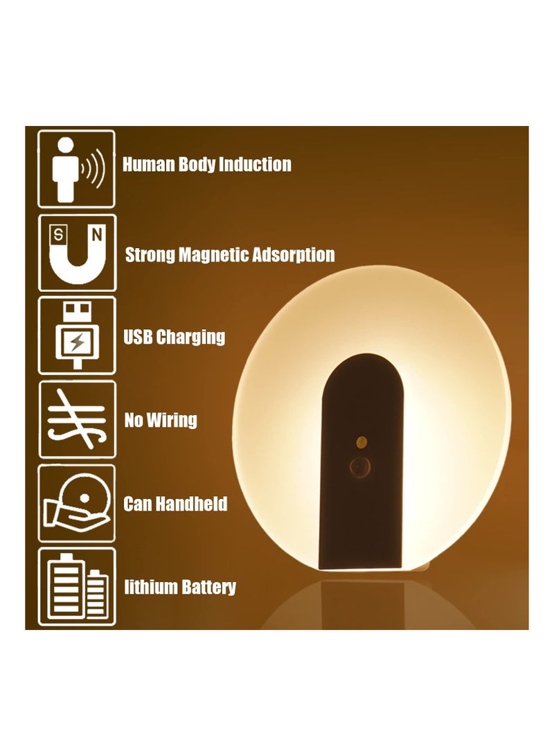 SYOSI 2Pcs Wall Lights with Motion Sensor, Portable Wall Lamp, USB Rechargeable Wall Sconce, Induction LED Night Light with Magnet, Modern Wall Socnce Lighting for Stairs Hallway - Image 2