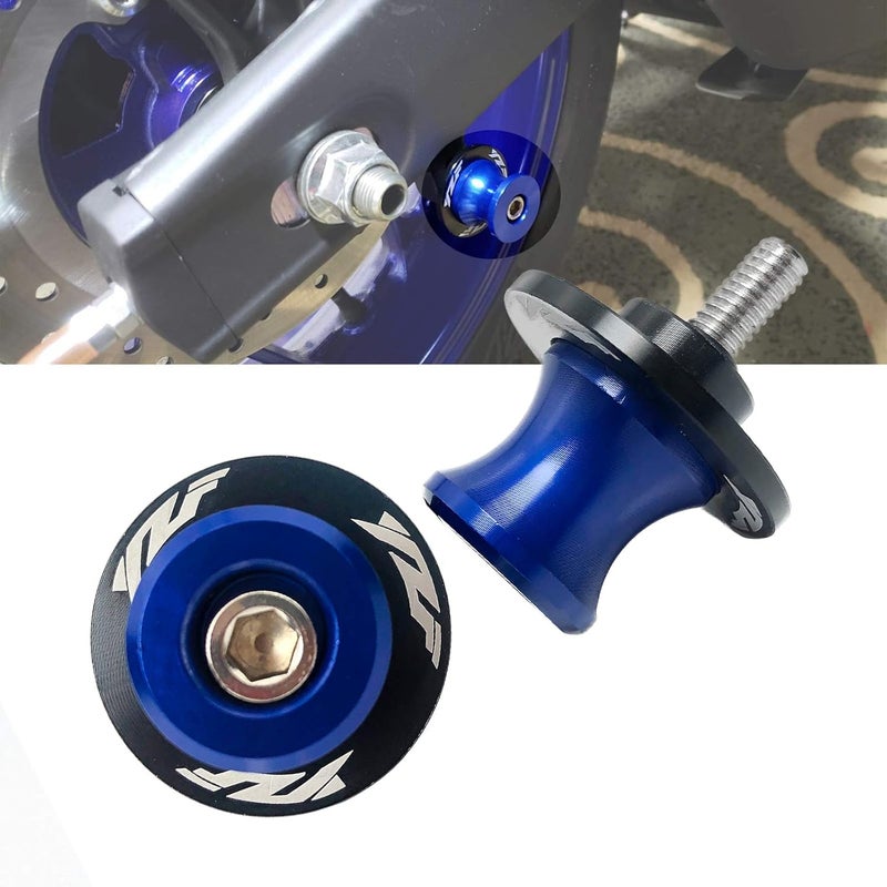 YIMOTO 6MM M6 X 1.5 Motorcycle Swing arm Sliders Spools CNC Swing Arm Stand Screws 2PCS for Yamaha YZF R1 R3 R6 R25 R125 R6S 600R 750R (Blue) - Image 1