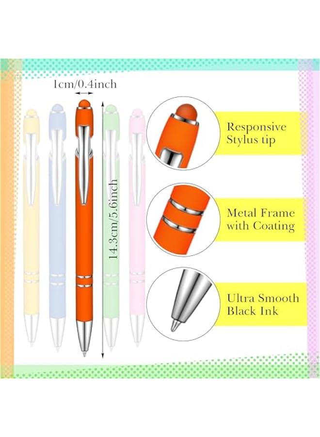 Arabest Rubberized Ballpoint Pen Set with Stylus Tip, Metal Cap, Soft Grip, Black Ink for Devices.  - Image 3