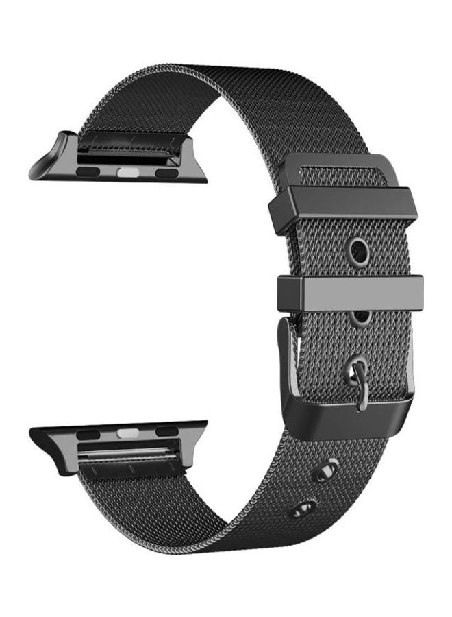 HuHa Milanese Double Buckle Watchband For Apple Watch Series 7 45mm/6 u0026 SE u0026 5 u0026 4 44mm/3 u0026 2 u0026 1 42mm Black - Image 1