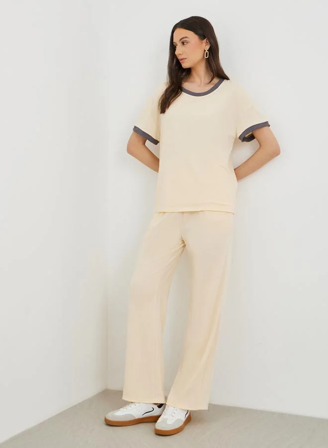 تايك تو Take Two Loose Fit Short Sleeve T-Shirt and Pants Co-Ords