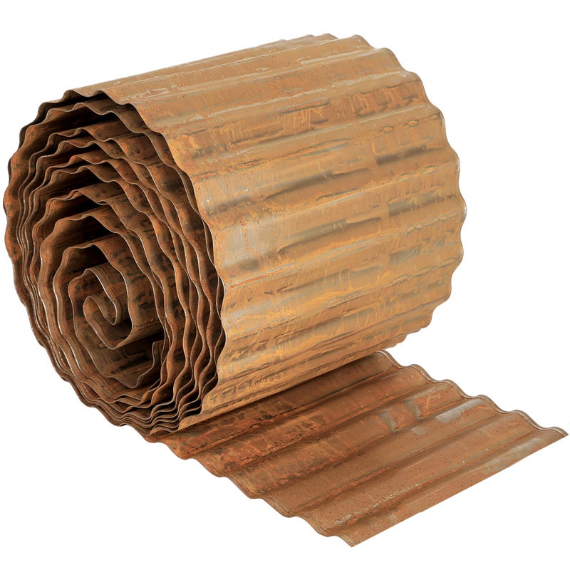 Worth Pre-Rusted Wide-Corrugated Garden Edging, 8" x20Ft Sturdy Steel Lawn Landscape Edging, Bendable Metal Long Strips of Border for Raised Flower Bed Tree Surrounds - Image 1