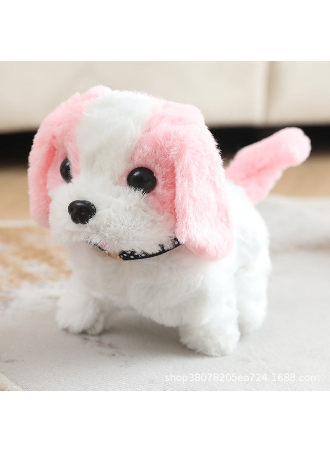 Electric Children's Toy Puppy Simulation Walking Plush Children's Dog Walking Stall Pet Girl Gift Baby-Color:White Pink Puppy-Specifications:With Opp Packaging  - Image 1