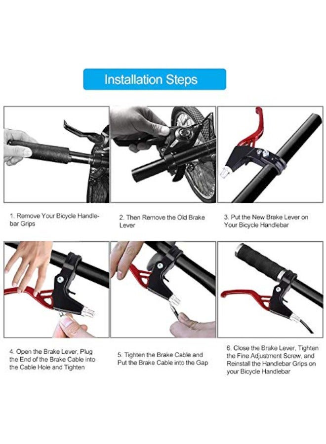 دوغي 1 زوج من قضبان الفرامل دراجة ، دراجة مقبض سبائك الألومنيوم العالمي ، ومناسبة للدراجات الجبلية ، دراجات الأطفال ، الدراجات للطي ، MTB BMX 2.2cm القطر ( الأحمر ) - Image 5