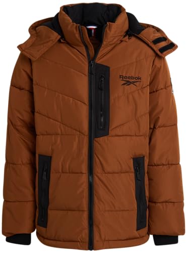 Reebok Boys Puffer Jacket - Heavyweight Quilted Water & Wind Resistant Boys Winter Coat - Fleece Insulated Kids Winter Jacket, Size 18-20, Timber Brown - Image 1
