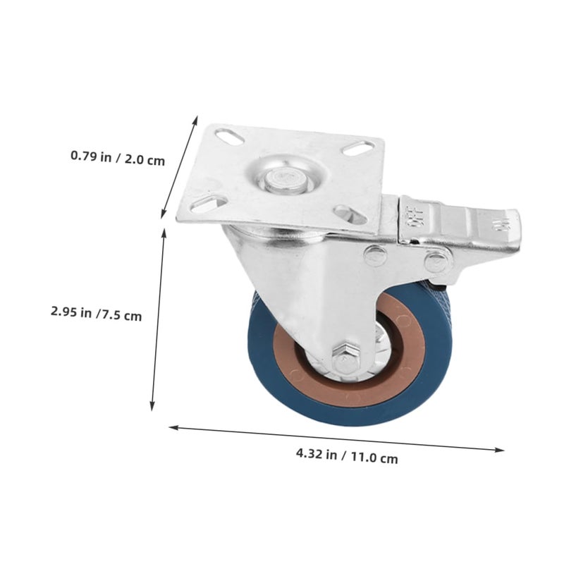 PartyKindom 4 قطع عجلات دوارة ثقيلة مع فرامل للأثاث والأجهزة 3 بوصة أسود - Image 4