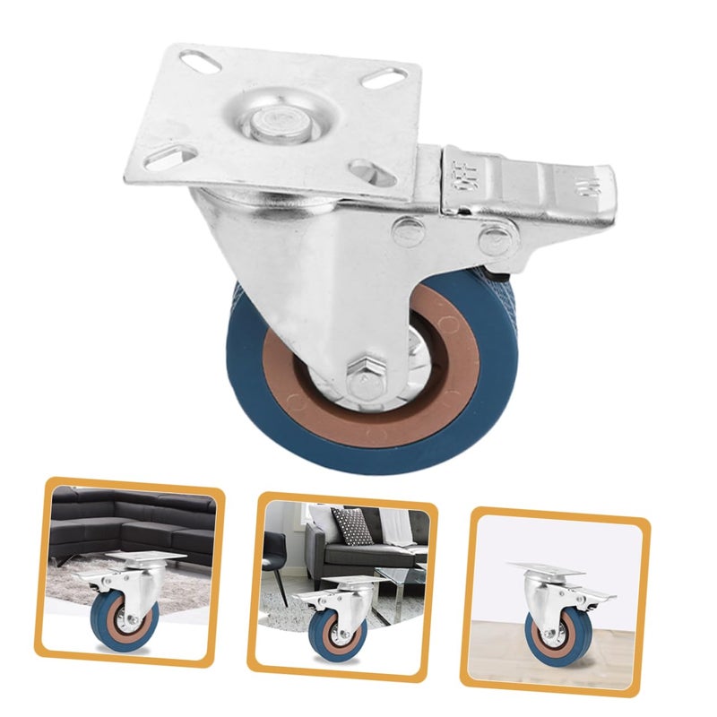 PartyKindom 4 قطع عجلات دوارة ثقيلة مع فرامل للأثاث والأجهزة 3 بوصة أسود - Image 5