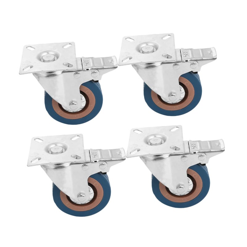 PartyKindom 4 قطع عجلات دوارة ثقيلة مع فرامل للأثاث والأجهزة 3 بوصة أسود - Image 1