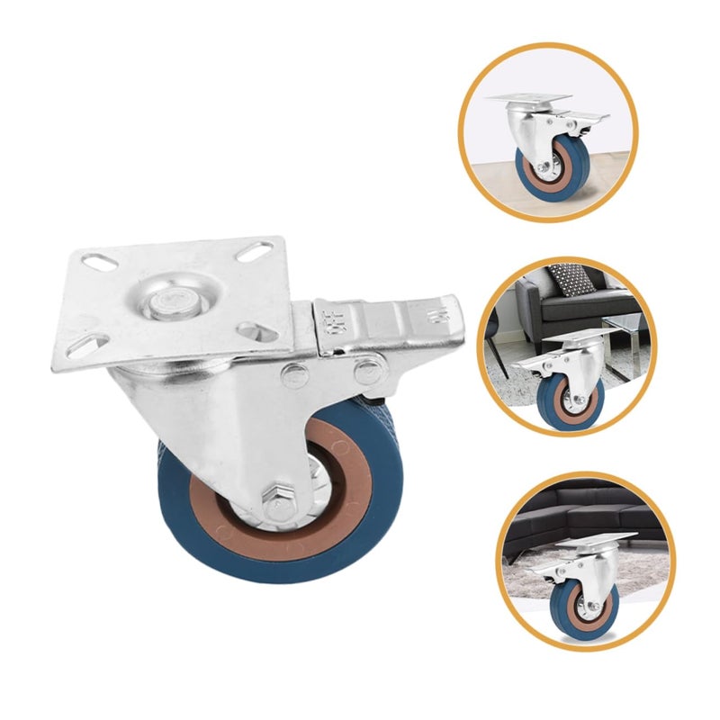 PartyKindom 4 قطع عجلات دوارة ثقيلة مع فرامل للأثاث والأجهزة 3 بوصة أسود - Image 3