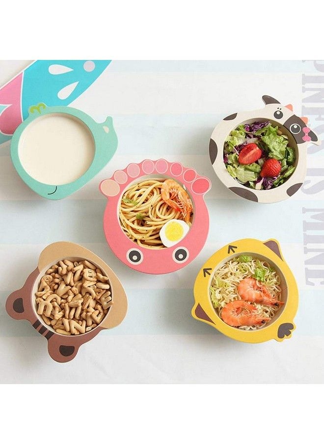 FunBlast - Baby Feeding Bowl Cow Design Eco Friendly Bamboo Fiber Bowl For Kids;Baby Utensils Feeding Bowl Tableware For Kids And Toddlers (Multicolor; 1 Pc) - Image 1