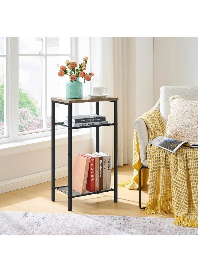 Generic Hoctieon  4 Tier End Table, Telephone Table, Tall Side Table With Storage, Small Nightstand For Small Spaces, Metal Frame, For Living Room, Bedroom, Sofa Couch, Hall, Easy Assembly, Greige  - Image 2