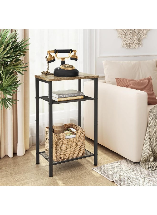 Generic Hoctieon  4 Tier End Table, Telephone Table, Tall Side Table With Storage, Small Nightstand For Small Spaces, Metal Frame, For Living Room, Bedroom, Sofa Couch, Hall, Easy Assembly, Greige  - Image 5