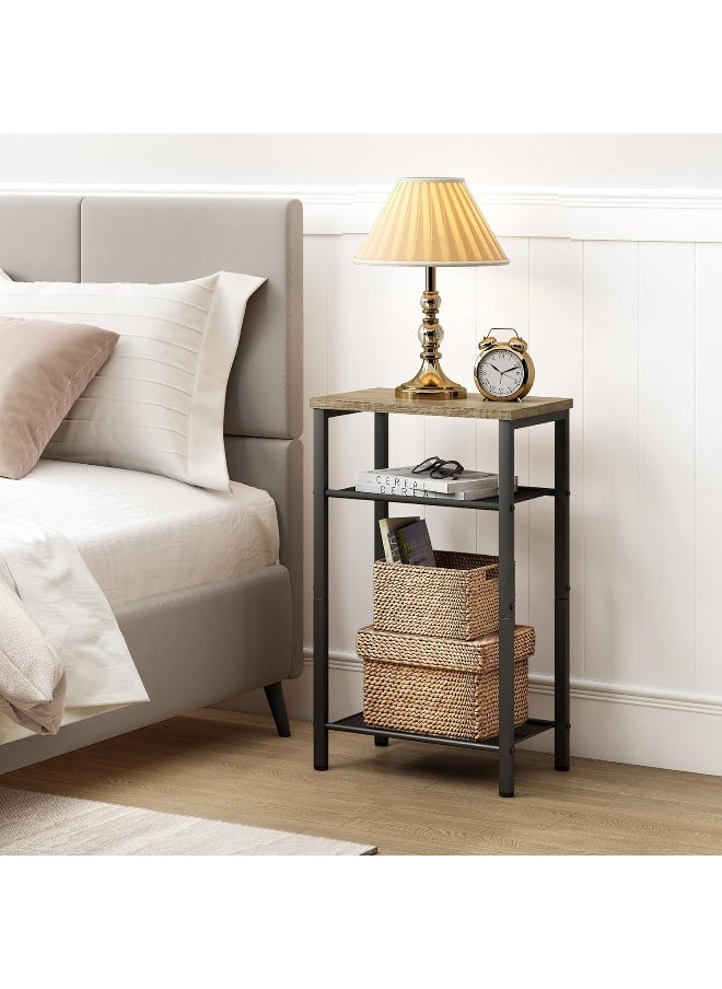 Generic Hoctieon  4 Tier End Table, Telephone Table, Tall Side Table With Storage, Small Nightstand For Small Spaces, Metal Frame, For Living Room, Bedroom, Sofa Couch, Hall, Easy Assembly, Greige  - Image 3
