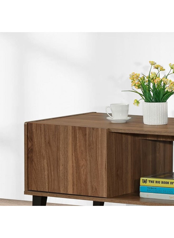 DANUBE HOME Supreme Coffee Table With Storage – Modern Wooden Living Room Coffee Table with Storage Compartment – Stylish Home Furniture for Living Room, Office, Lounge - Light Walnut  - Image 4