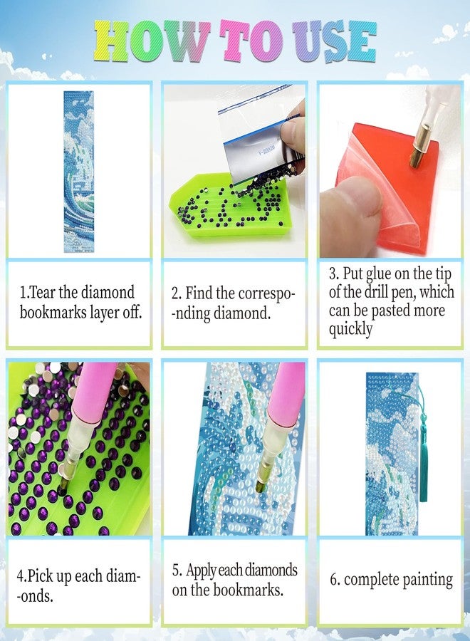 beinkmake 6Pcs Summer Ocean 5D Diamond Art Bookmarks Sea Diamond DIY Painting Bookmarks Lighthouse Sailboat Beach Starfish Rhinestones Beaded Acrylic Tassel Bookmark for Adult Beginner Crafts - Image 4