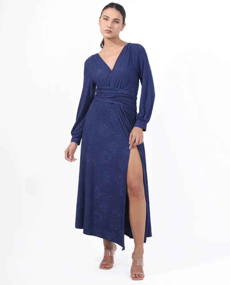 Rareism Women's Elegant Bishop Sleeve Maxi Dress