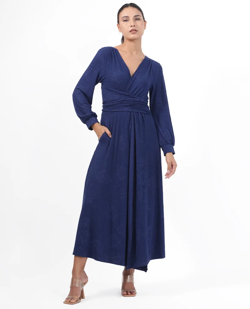 Rareism Women's Elegant Bishop Sleeve Maxi Dress