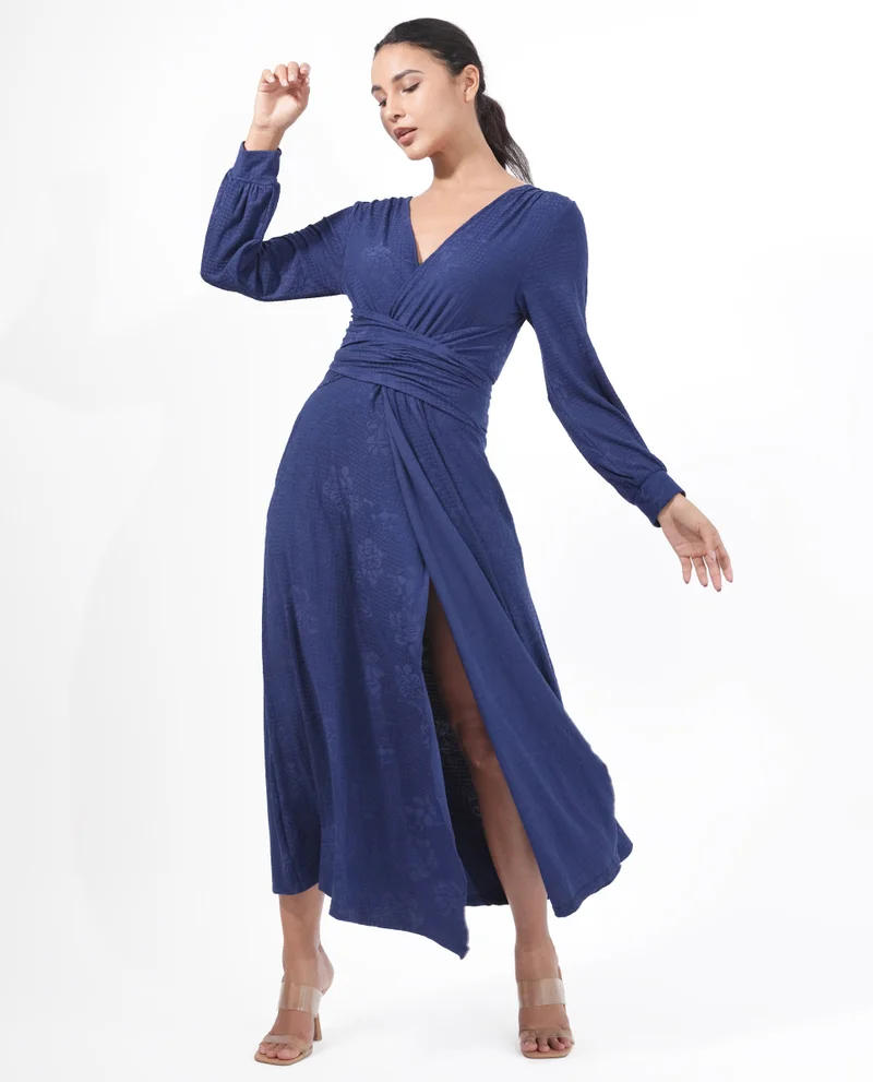 ريريزم Women's Elegant Bishop Sleeve Maxi Dress